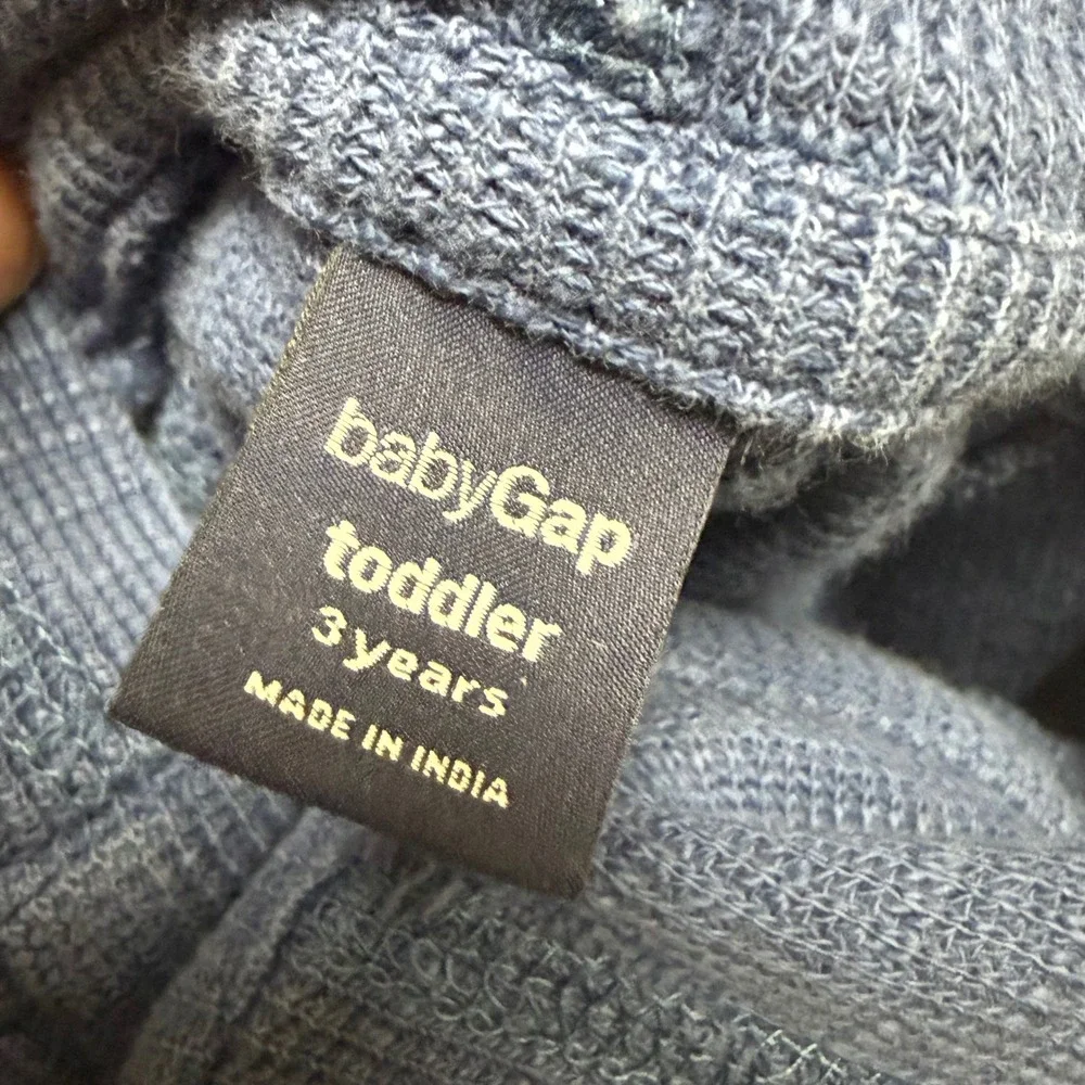 babyGap Gap Toddler Boys‎ Blue Cotton Thermal Waffle Knit Henley Hoodie 3 Years